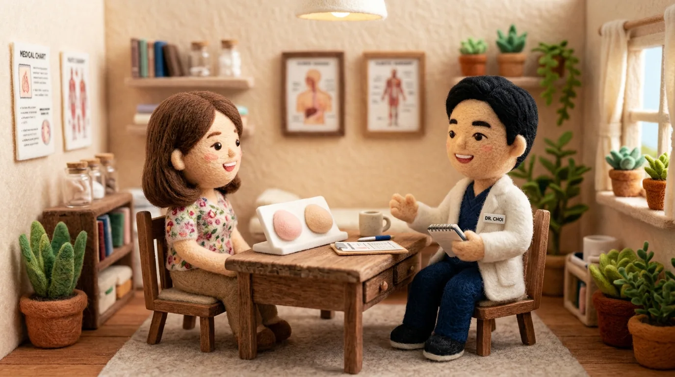 Dr. Choi consultation scene - felt craft style illustration