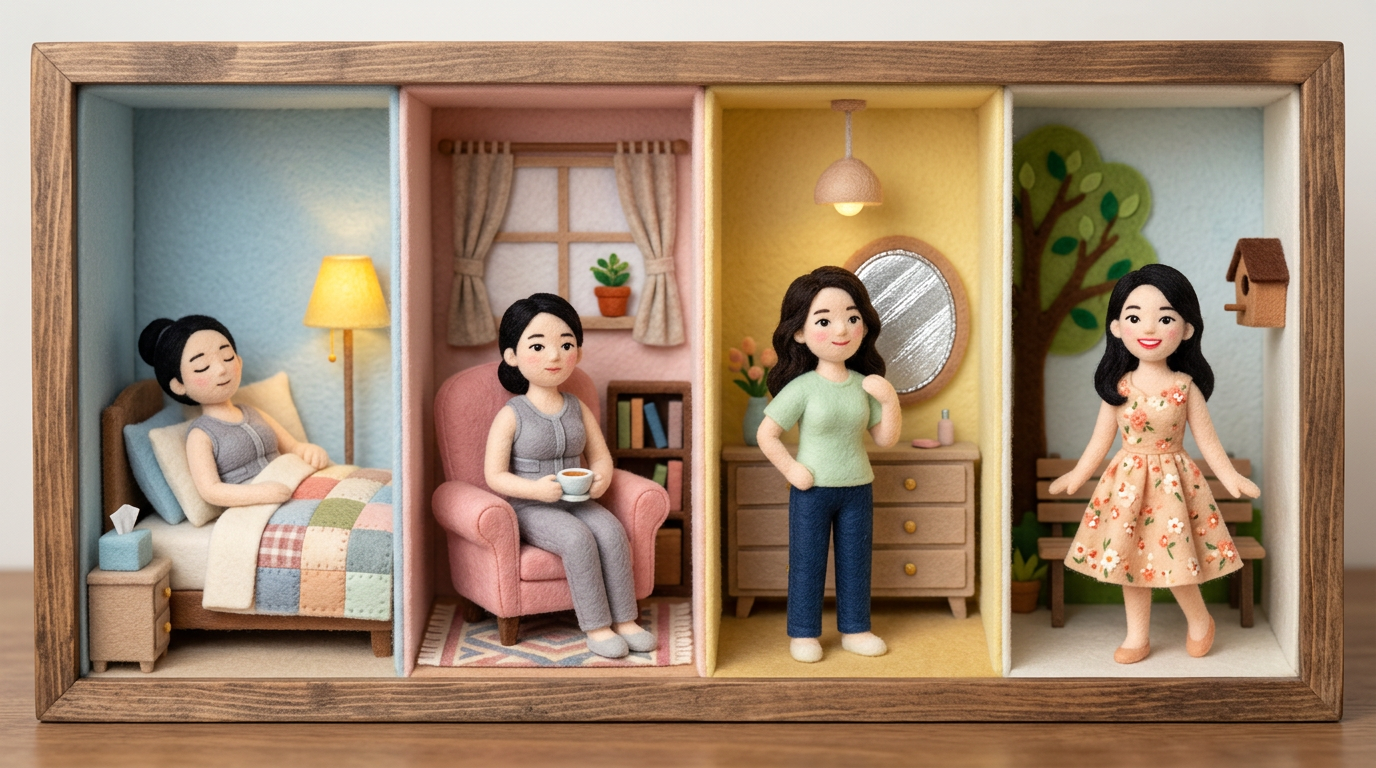 Breast augmentation recovery timeline felt craft illustration