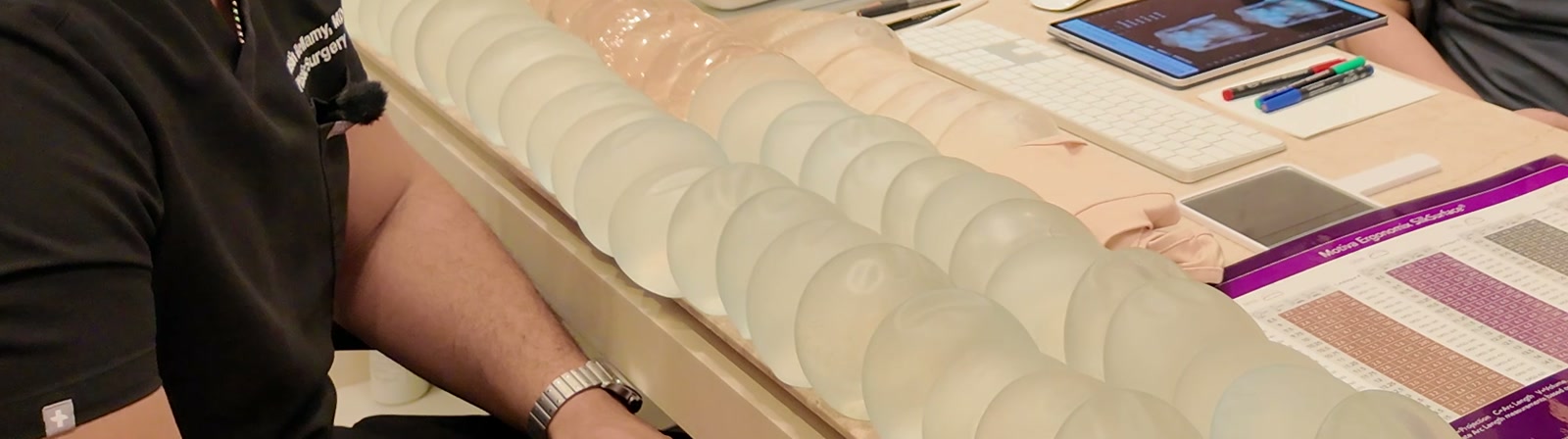 A range of implant samples used during consultation
