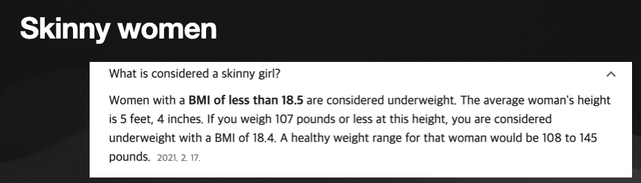 Skinny women BMI conference slide for thin patient breast augmentation