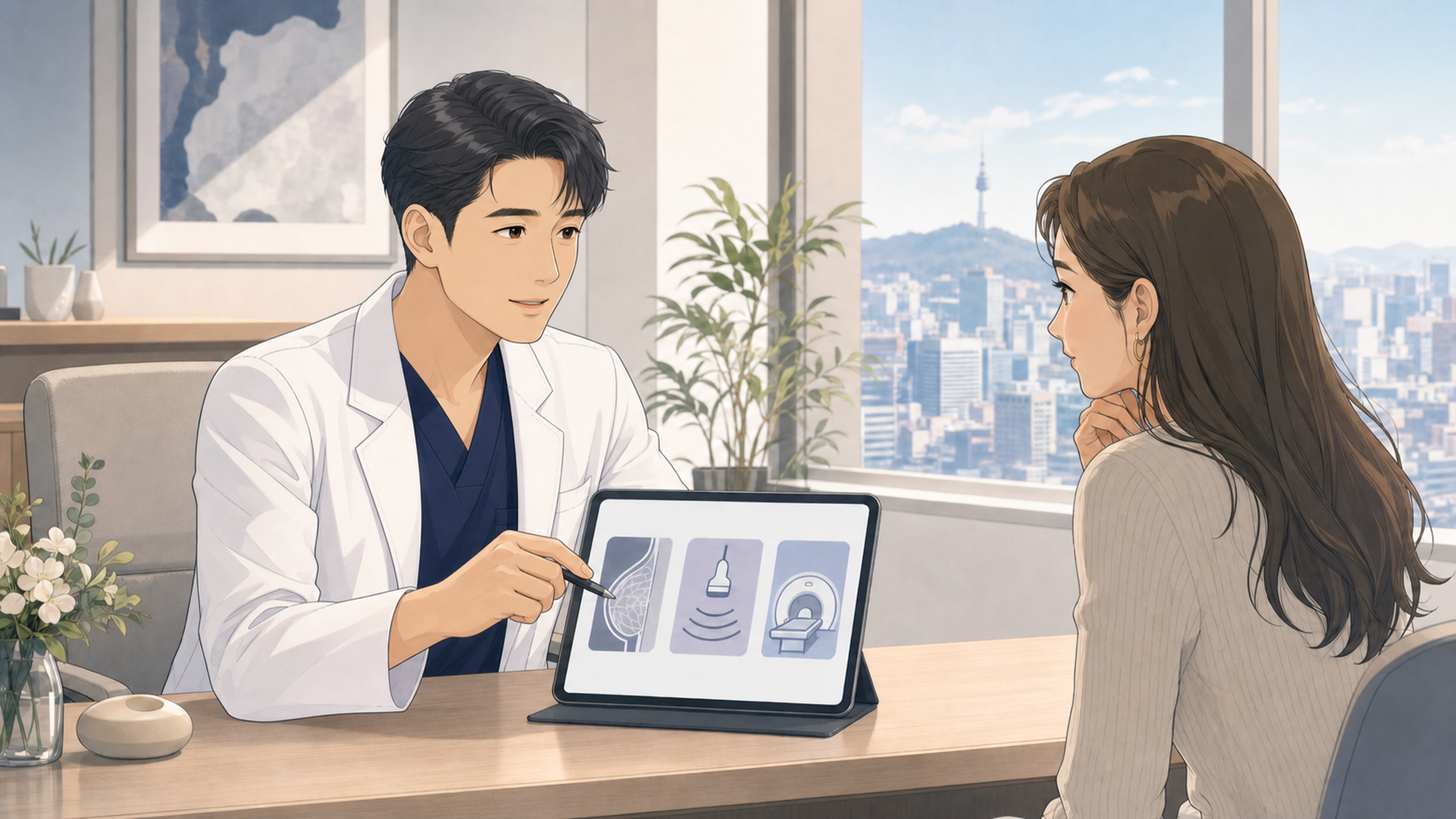 Breast imaging after breast augmentation consultation in Korea with Dr. Sangmun Choi at Ryan Plastic Surgery Clinic