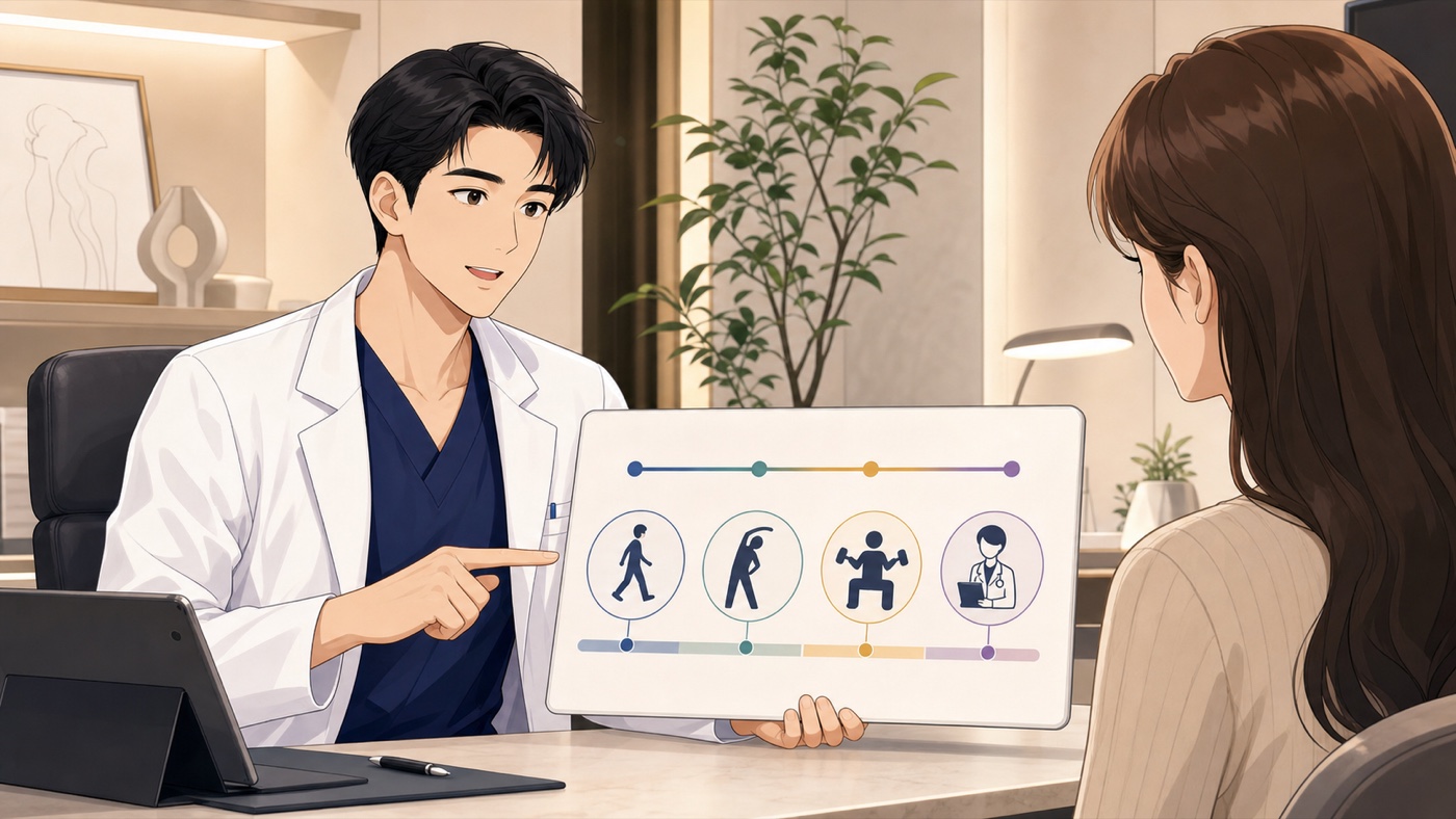 Return to exercise recovery planning after breast augmentation in Korea anime illustration